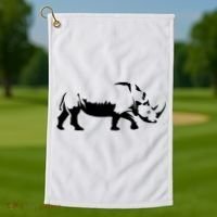 Simple Rhino Cut Out Silhouette Golf Towel thumb 1