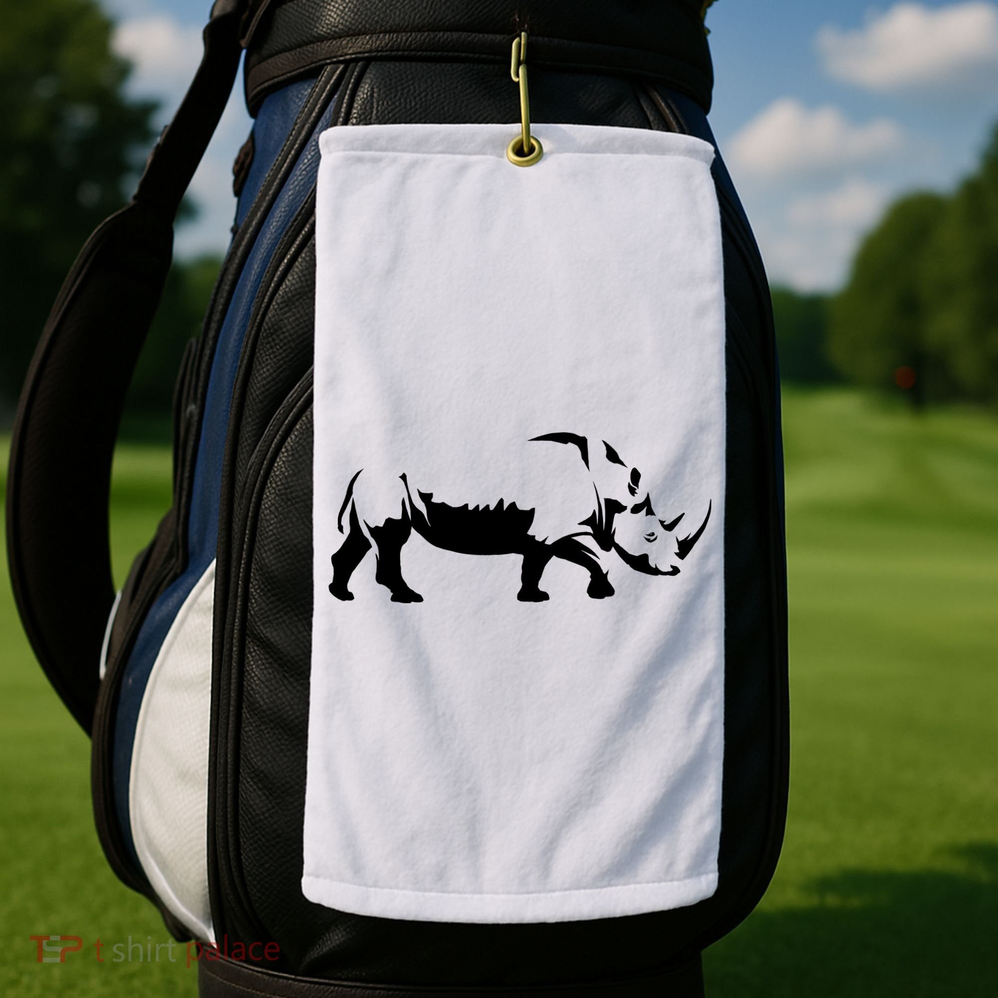 Simple Rhino Cut Out Silhouette Golf Towel
