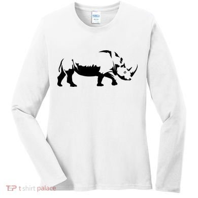 Simple Rhino Cut Out Silhouette Women's Long Sleeve Shirt