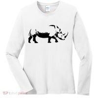 Simple Rhino Cut Out Silhouette Women's Long Sleeve Shirt thumb 0