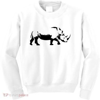 Simple Rhino Cut Out Silhouette Kids Sweatshirt