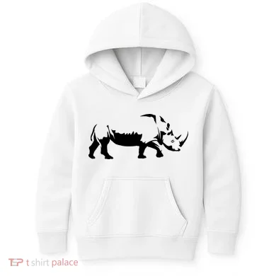 Simple Rhino Cut Out Silhouette Kids Hoodie