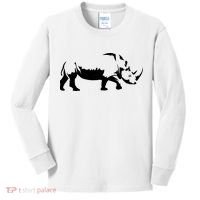 Simple Rhino Cut Out Silhouette Kids Long Sleeve Shirt thumb 0