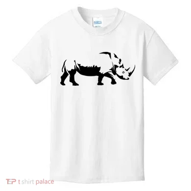 Simple Rhino Cut Out Silhouette Kids T-Shirt