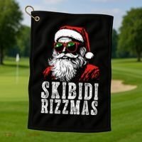 Skibidi Rizzmas Christmas Rizz Santa Claus Golf Towel thumb 1