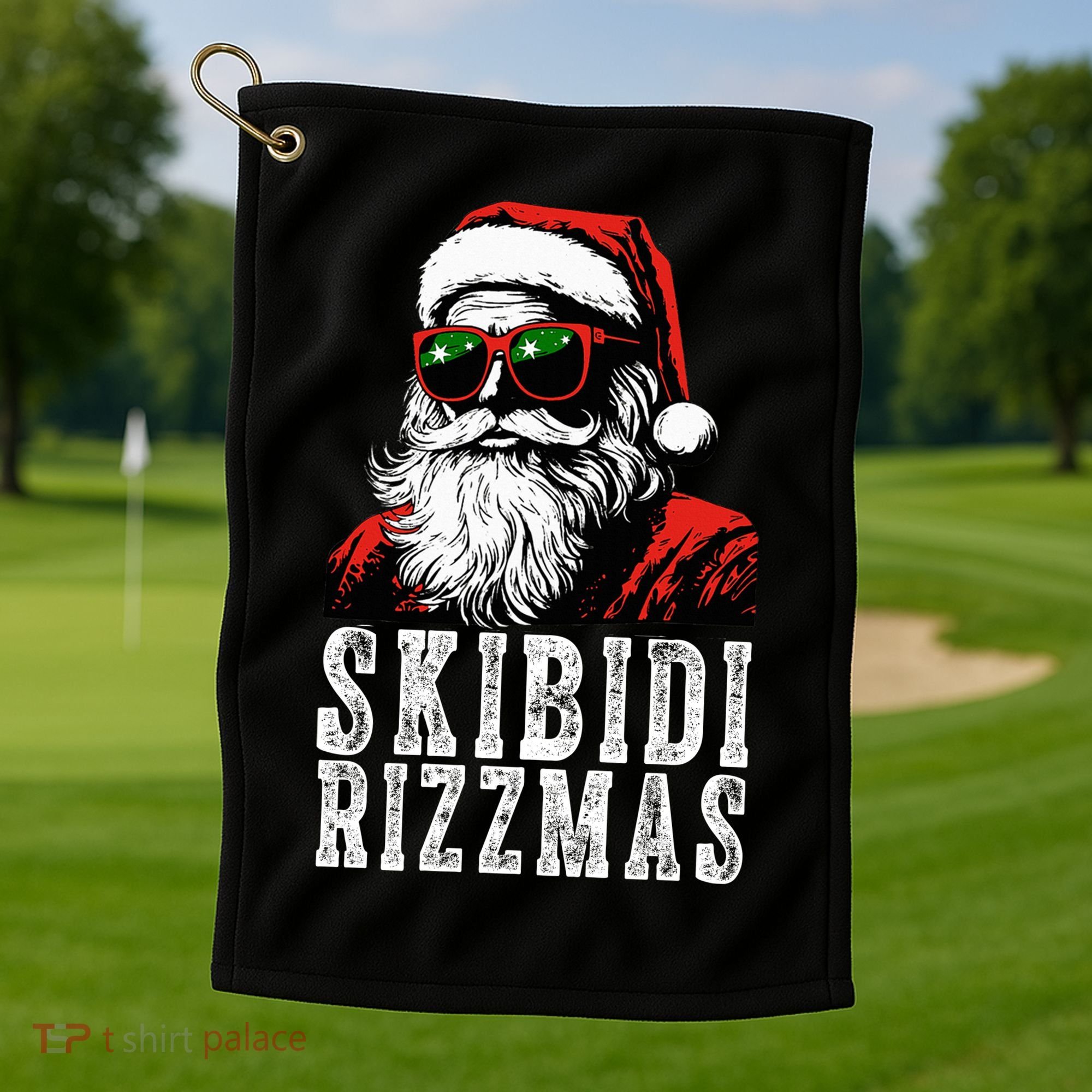 Skibidi Rizzmas Christmas Rizz Santa Claus Golf Towel