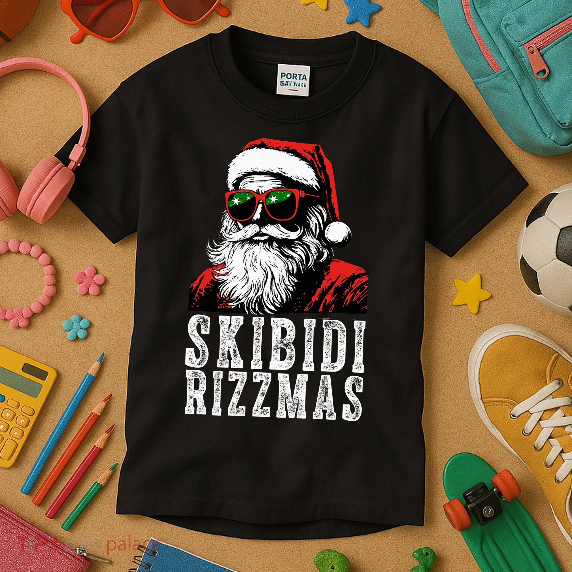 Skibidi Rizzmas Christmas Rizz Santa Claus Kids T-Shirt