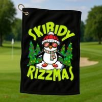 Skibidy Rizzmas Christmas Rizz Penguin Meme Golf Towel thumb 1