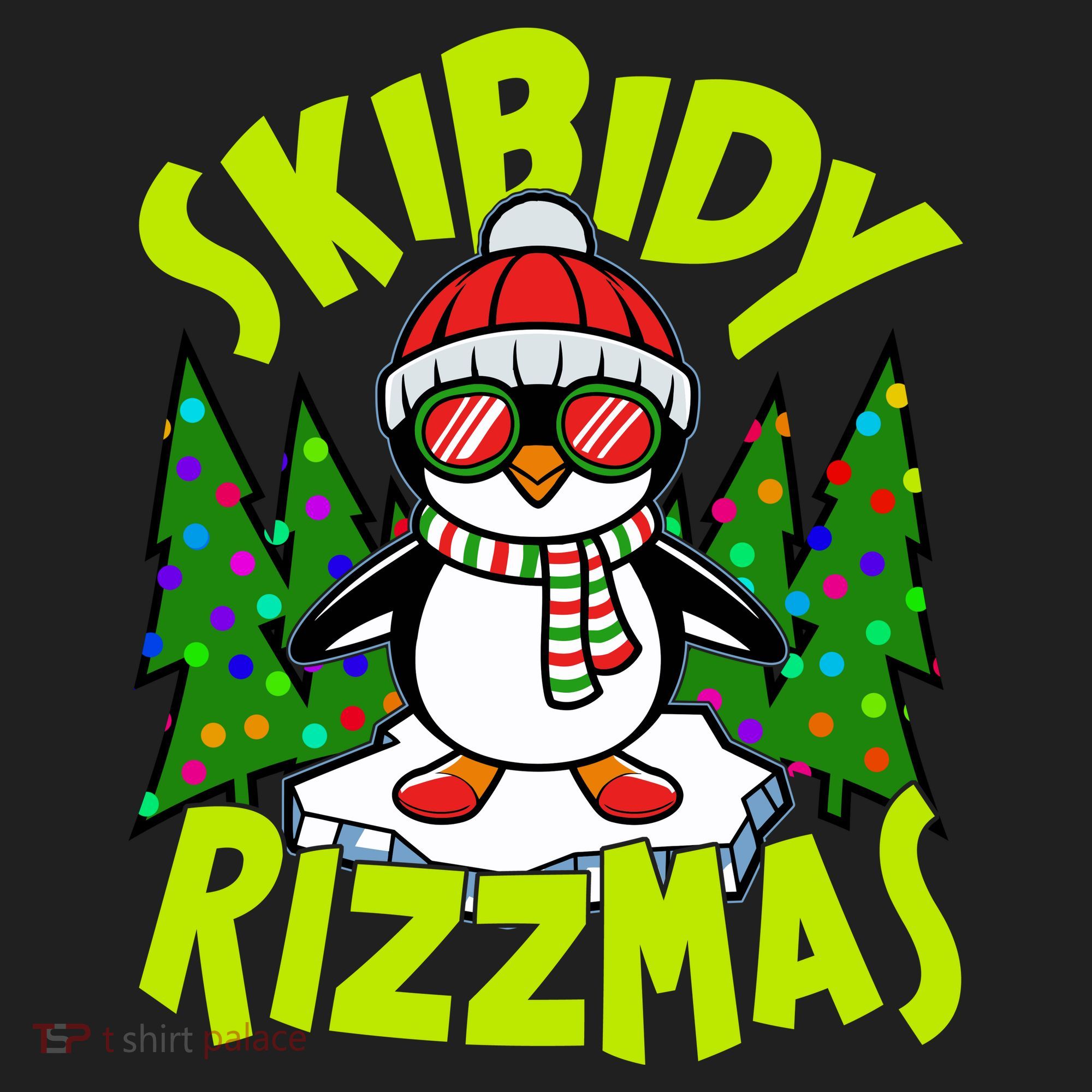 Skibidy Rizzmas Christmas Rizz Penguin Meme Golf Towel