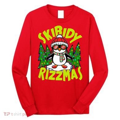 Skibidy Rizzmas Christmas Rizz Penguin Meme Long Sleeve Shirt