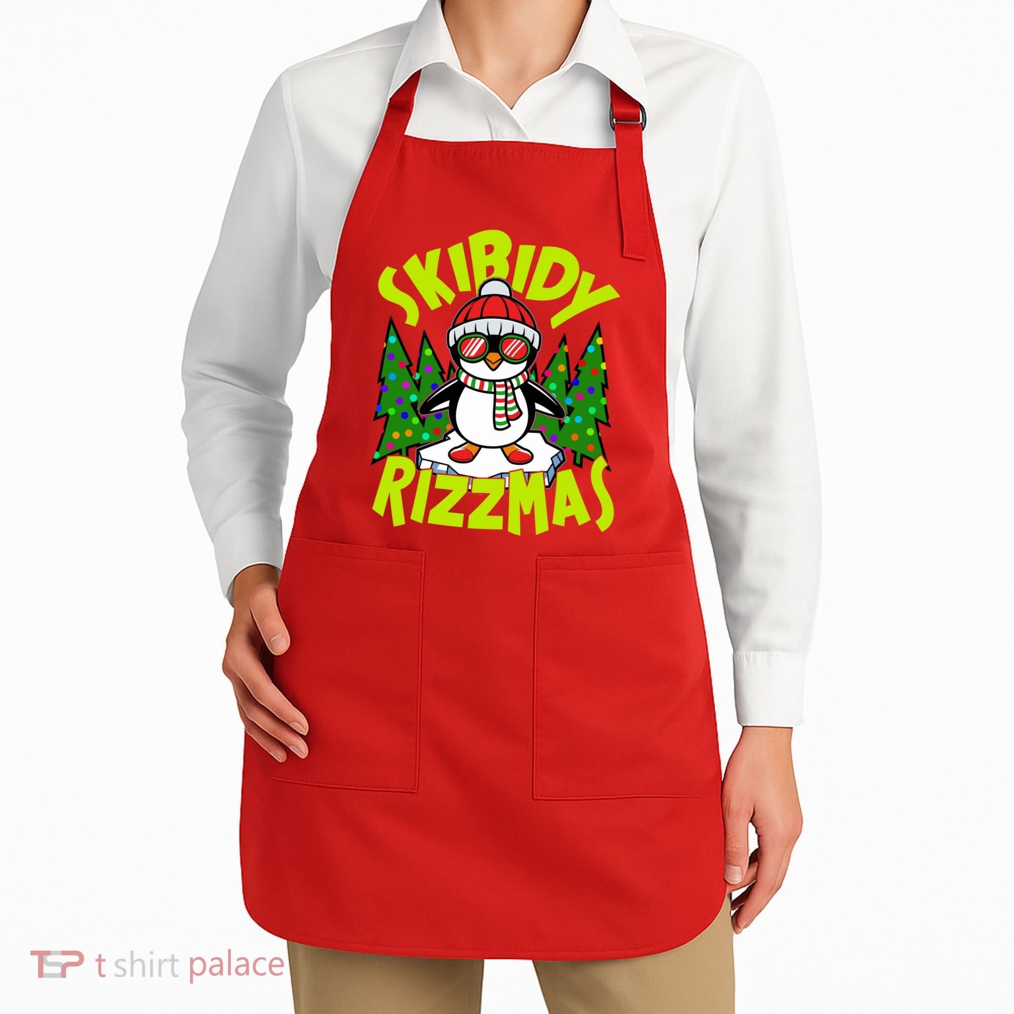 Skibidy Rizzmas Christmas Rizz Penguin Meme Apron