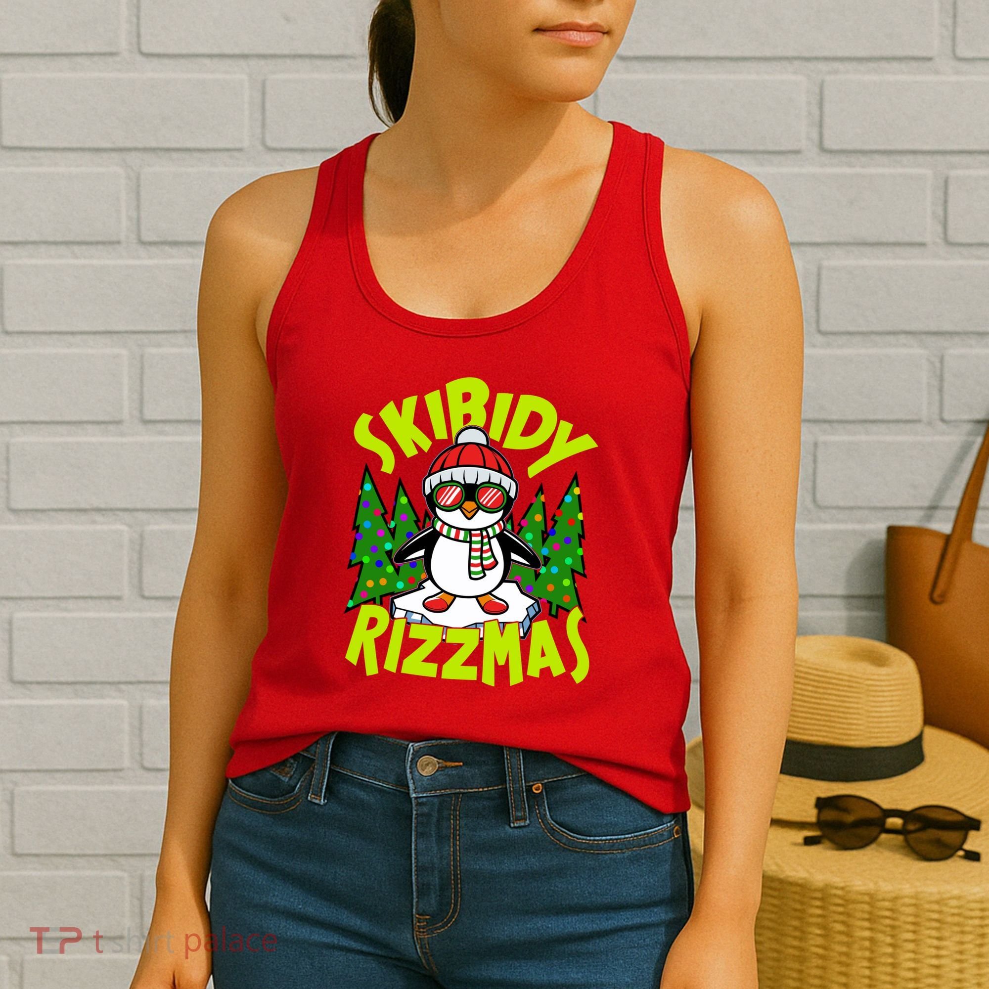 Skibidy Rizzmas Christmas Rizz Penguin Meme Women's Tank Top