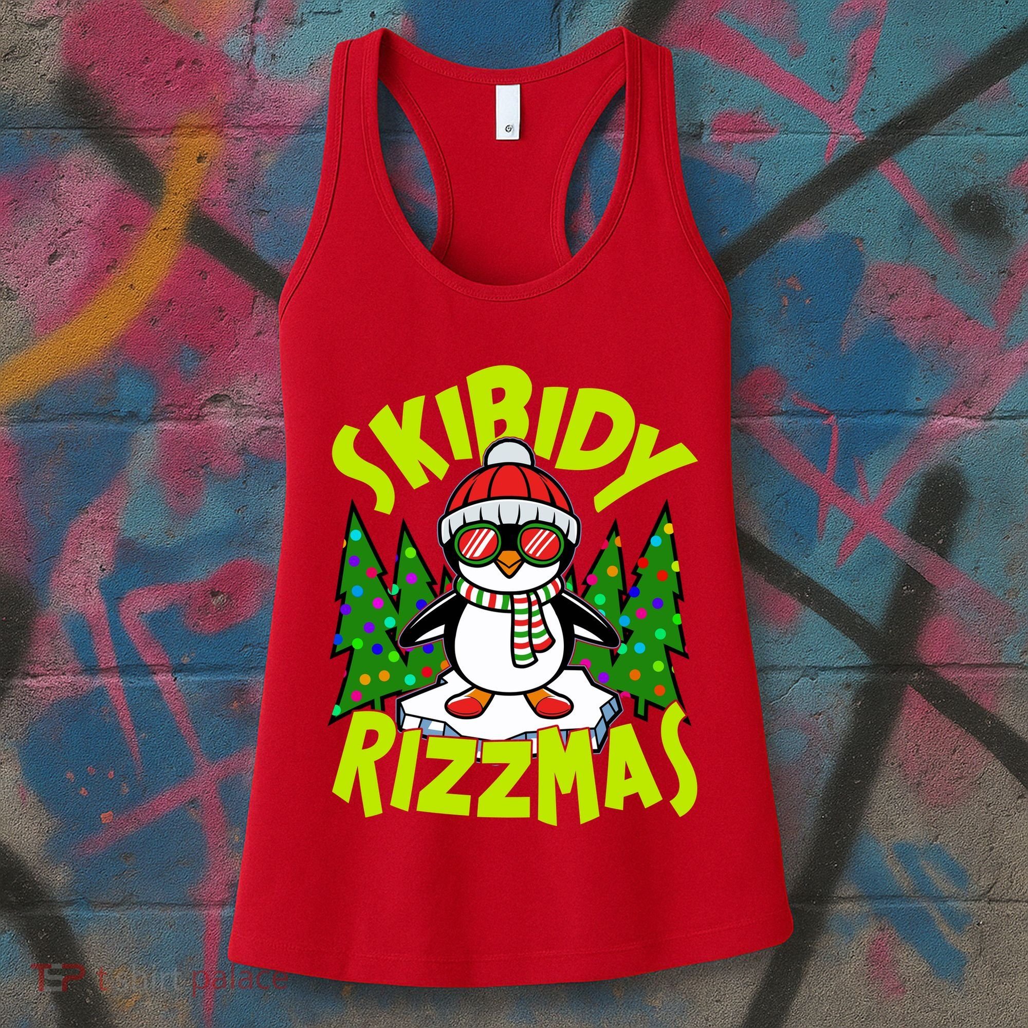 Skibidy Rizzmas Christmas Rizz Penguin Meme Women's Tank Top