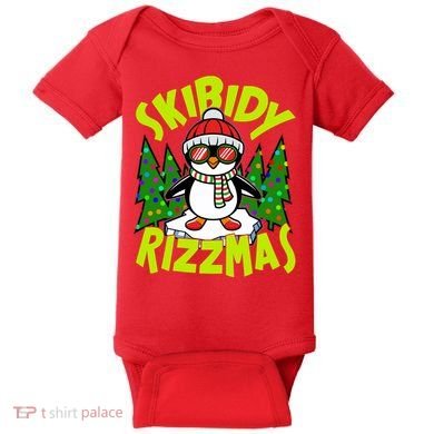 Skibidy Rizzmas Christmas Rizz Penguin Meme Baby Bodysuit
