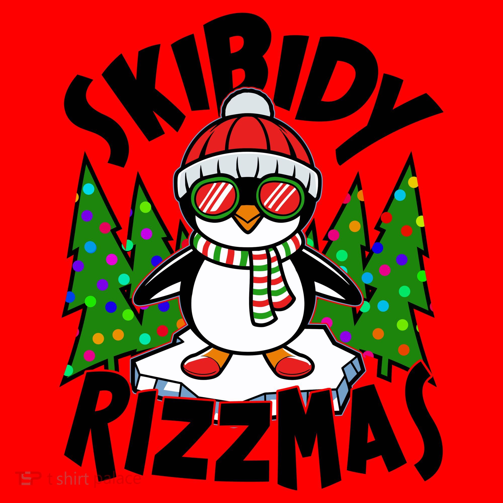 Skibidy Rizzmas Christmas Rizz Penguin Meme Santa Hat