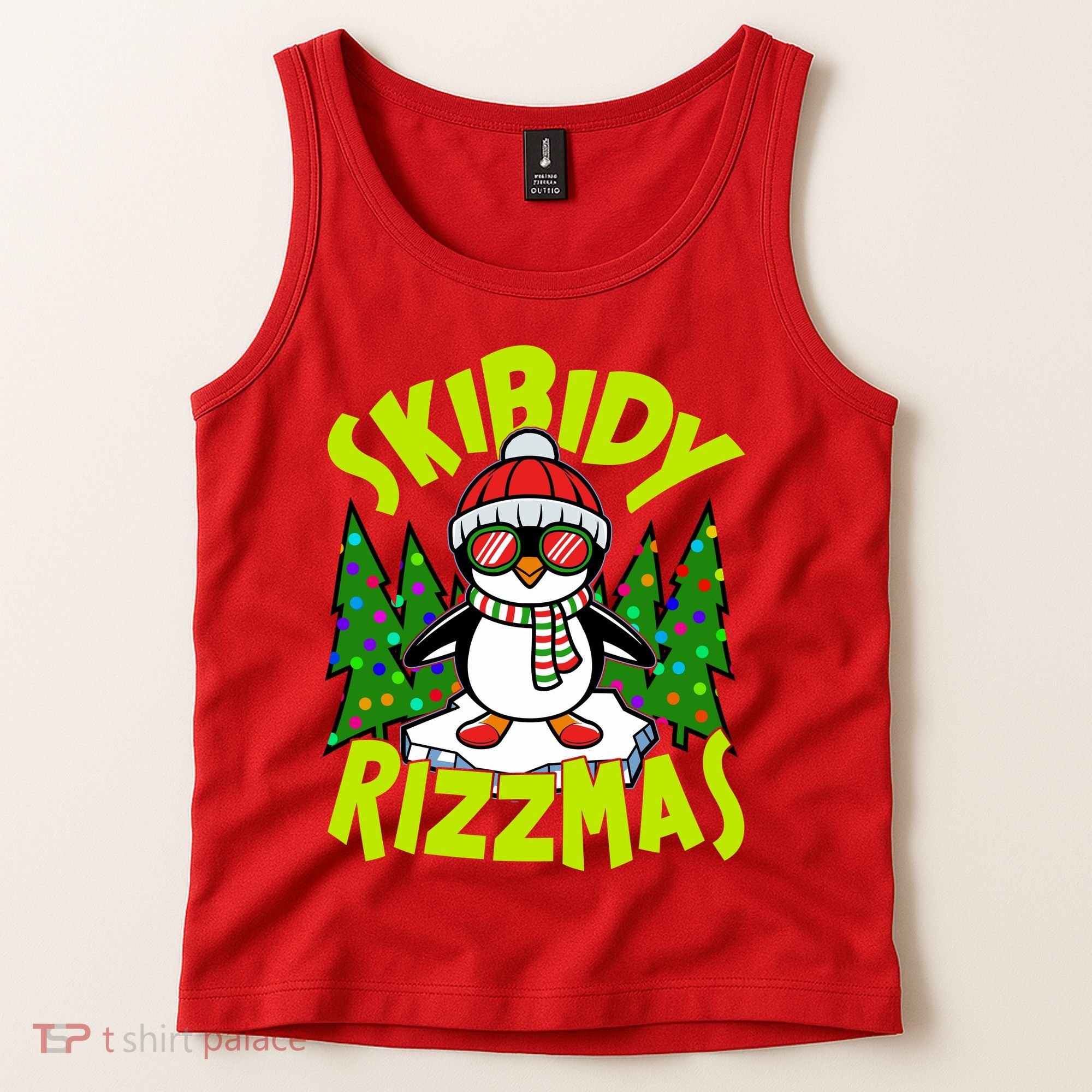 Skibidy Rizzmas Christmas Rizz Penguin Meme Tank Top