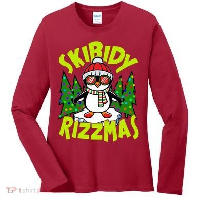 Skibidy Rizzmas Christmas Rizz Penguin Meme Women's Long Sleeve Shirt