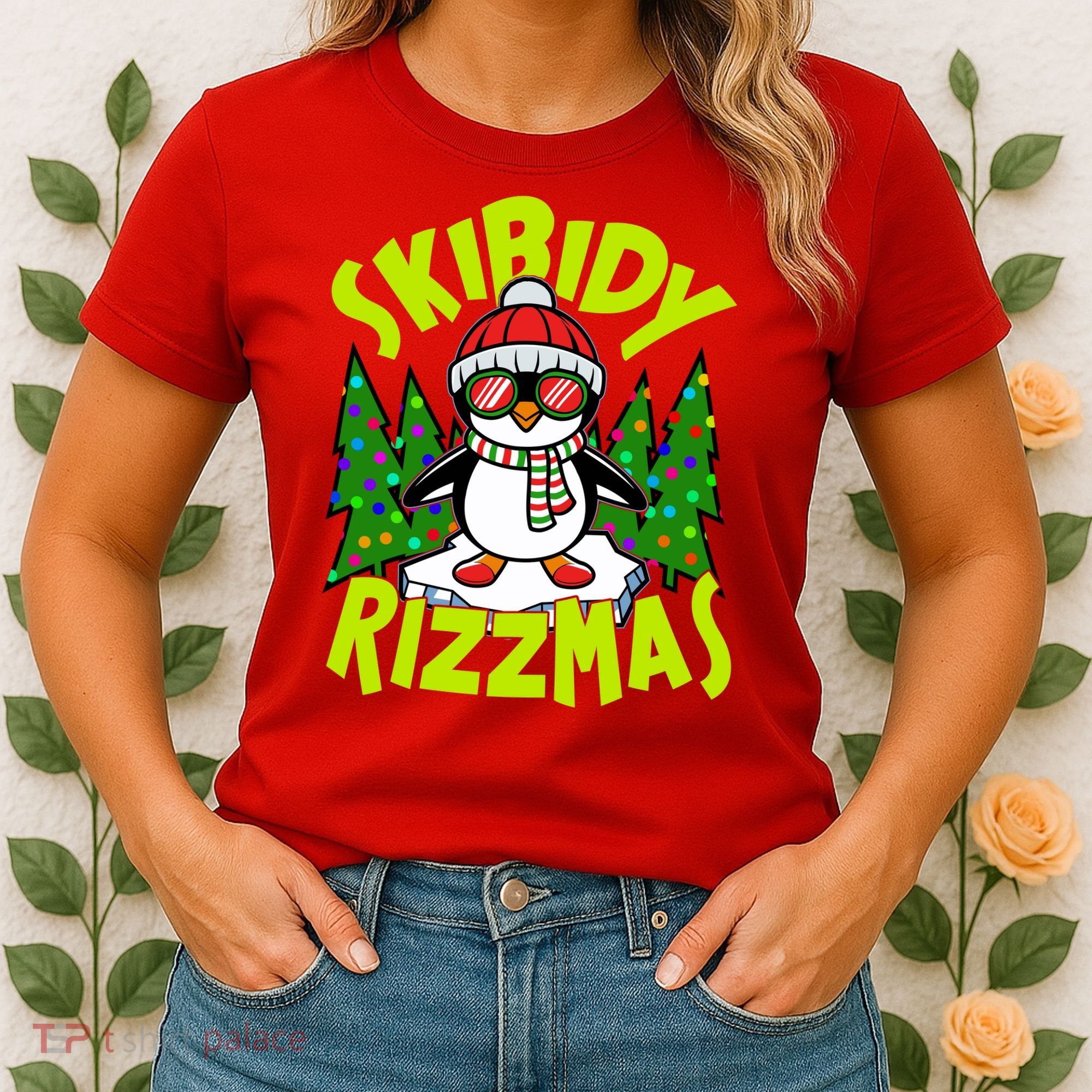 Skibidy Rizzmas Christmas Rizz Penguin Meme Women's T-Shirt