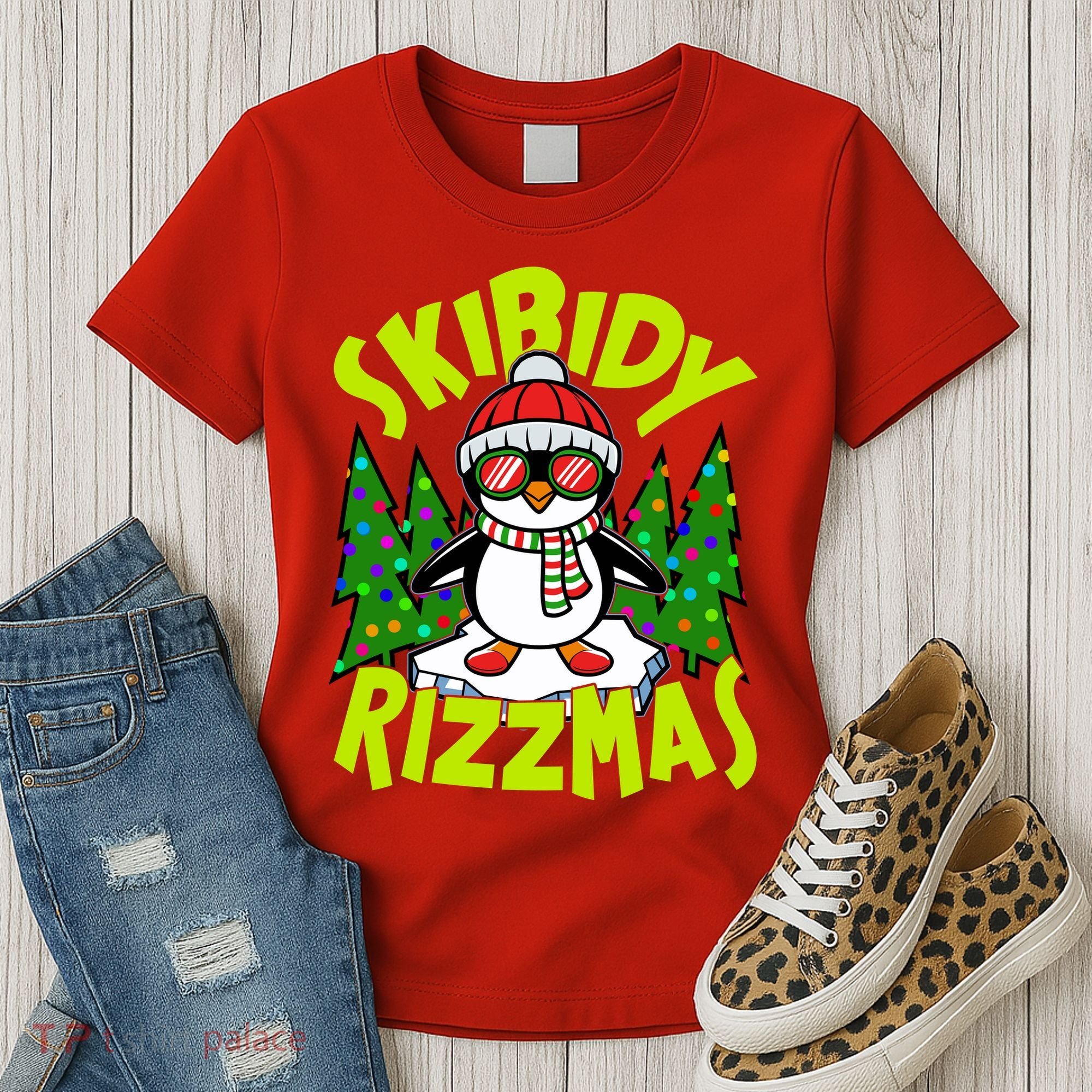 Skibidy Rizzmas Christmas Rizz Penguin Meme Women's T-Shirt