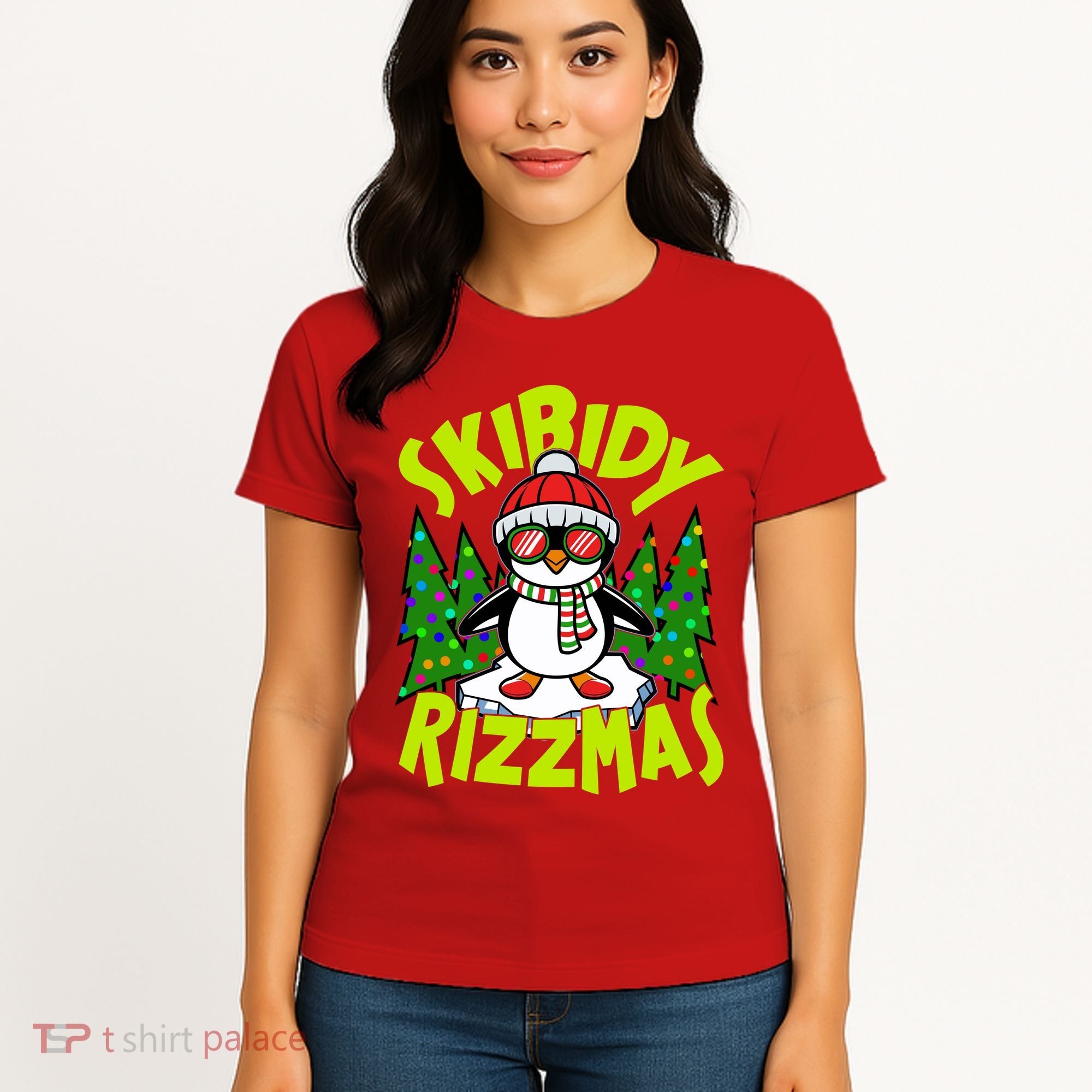 Skibidy Rizzmas Christmas Rizz Penguin Meme Women's T-Shirt