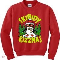 Skibidy Rizzmas Christmas Rizz Penguin Meme Kids Sweatshirt thumb 0