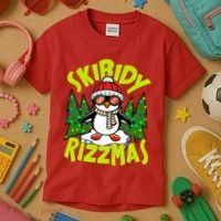 Skibidy Rizzmas Christmas Rizz Penguin Meme Kids T-Shirt thumb 3