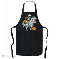 Skeleton Riding Dinosaur T Rex Funny Kids Halloween Apron thumb 0