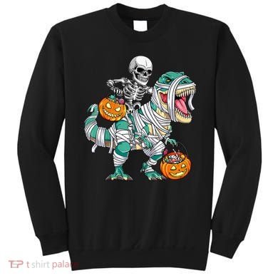 Skeleton Riding Dinosaur T Rex Funny Kids Halloween Sweatshirt