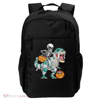Skeleton Riding Dinosaur T Rex Funny Kids Halloween Backpack