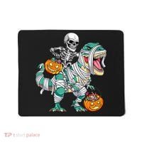 Skeleton Riding Dinosaur T Rex Funny Kids Halloween Mousepad thumb 0