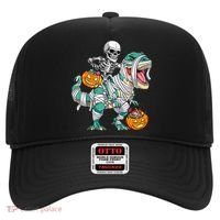 Skeleton Riding Dinosaur T Rex Funny Kids Halloween Hat thumb 0