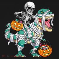 Skeleton Riding Dinosaur T Rex Funny Kids Halloween Visor thumb 3