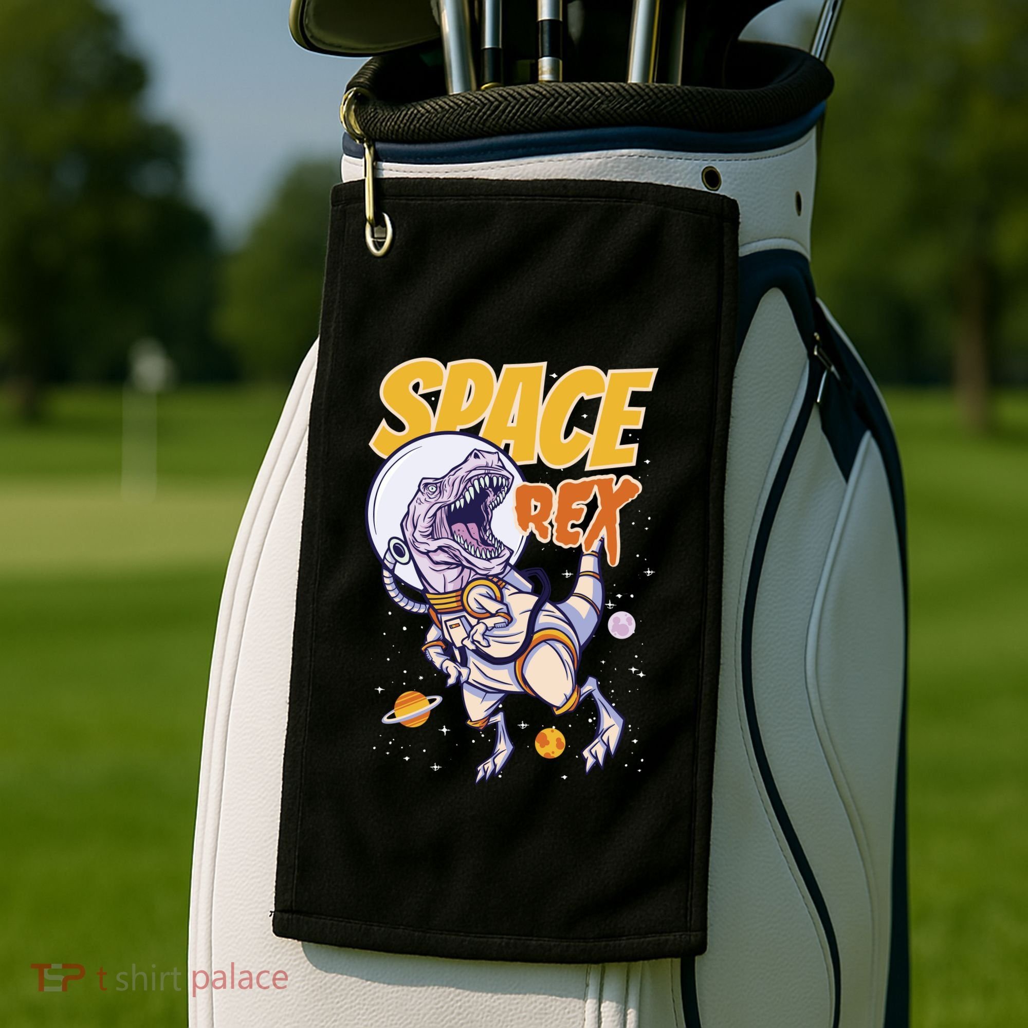 Space Rex Dinosaur Galaxy Golf Towel