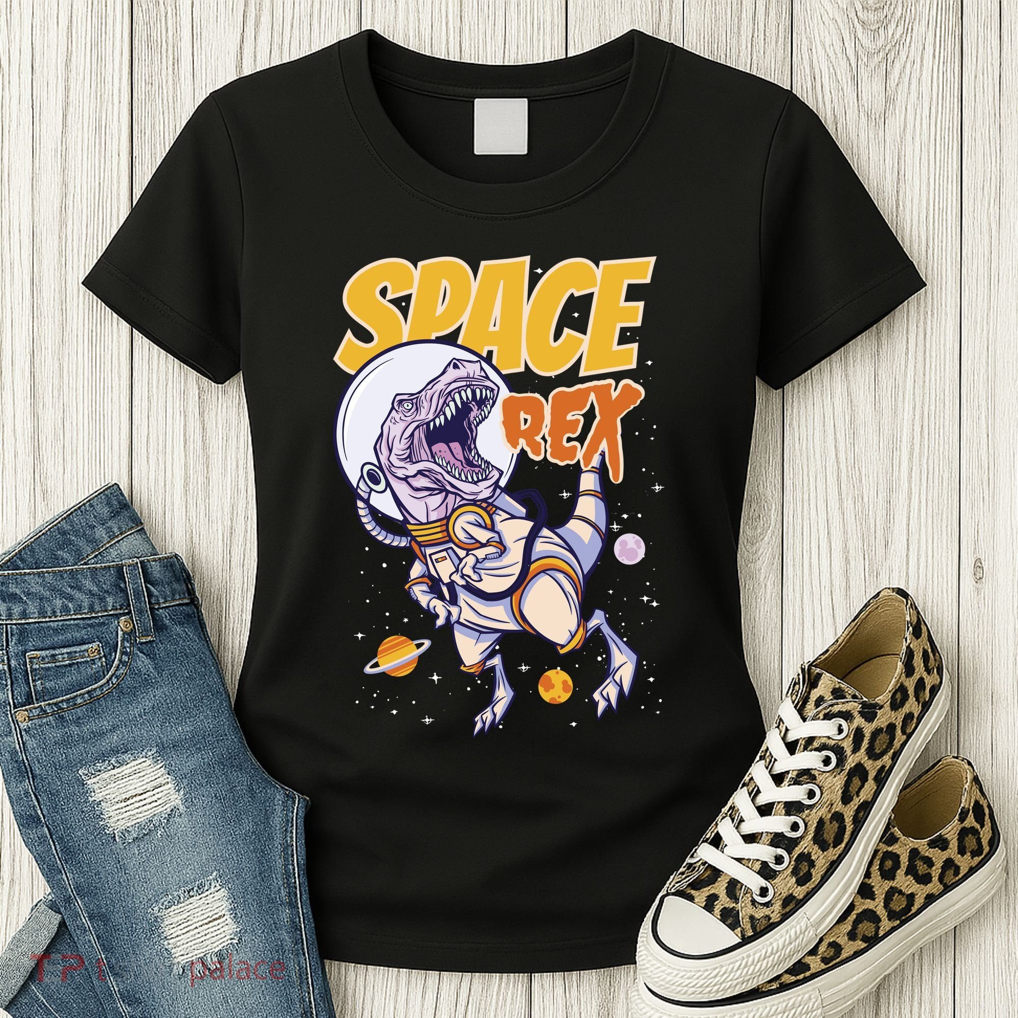 Space Rex Dinosaur Galaxy Women's T-Shirt