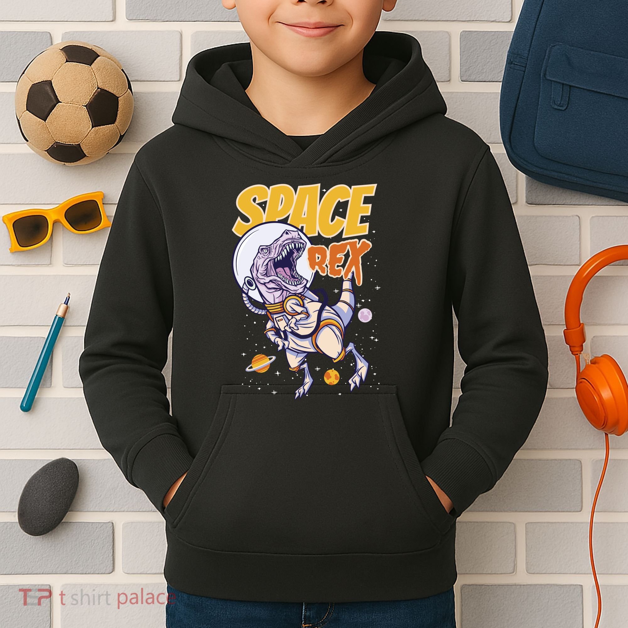 Space Rex Dinosaur Galaxy Kids Hoodie