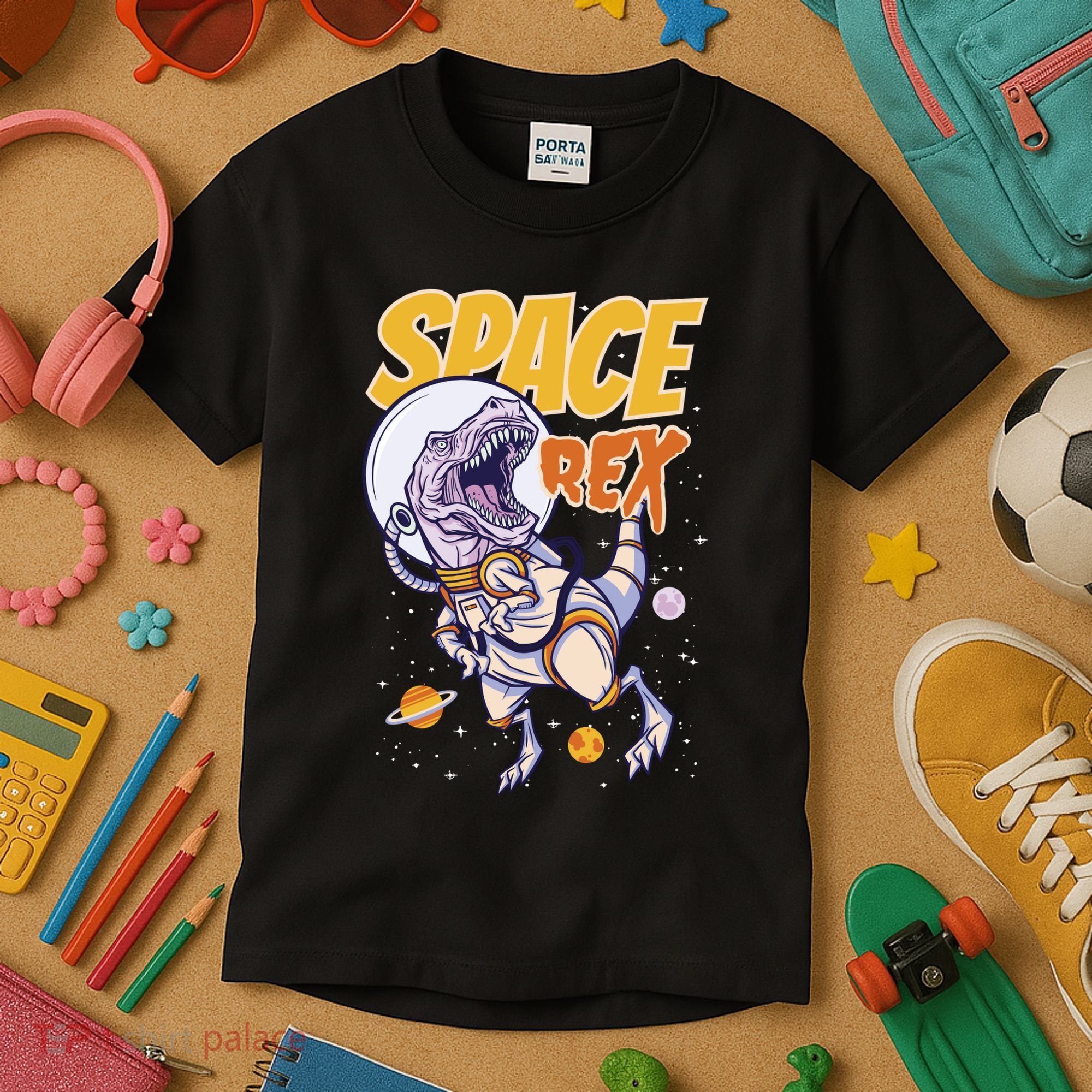 Space Rex Dinosaur Galaxy Kids T-Shirt