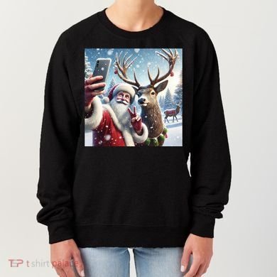 Surprise Rain Deer Selfie Santa Women's Sweatshirt