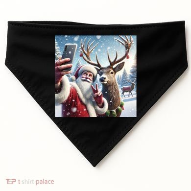 Surprise Rain Deer Selfie Santa USA-Made Doggie Bandana