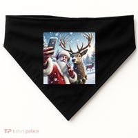 Surprise Rain Deer Selfie Santa USA-Made Doggie Bandana thumb 0
