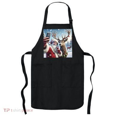 Surprise Rain Deer Selfie Santa Apron