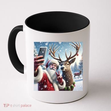 Surprise Rain Deer Selfie Santa Coffee Mug