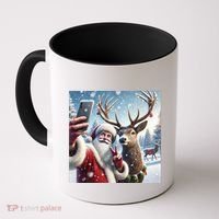 Surprise Rain Deer Selfie Santa Coffee Mug thumb 0