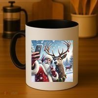 Surprise Rain Deer Selfie Santa Coffee Mug thumb 4