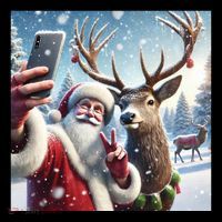 Surprise Rain Deer Selfie Santa Women's Hoodie thumb 2