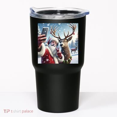 Surprise Rain Deer Selfie Santa Tumbler