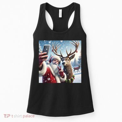 Surprise Rain Deer Selfie Santa Women's Tank Top