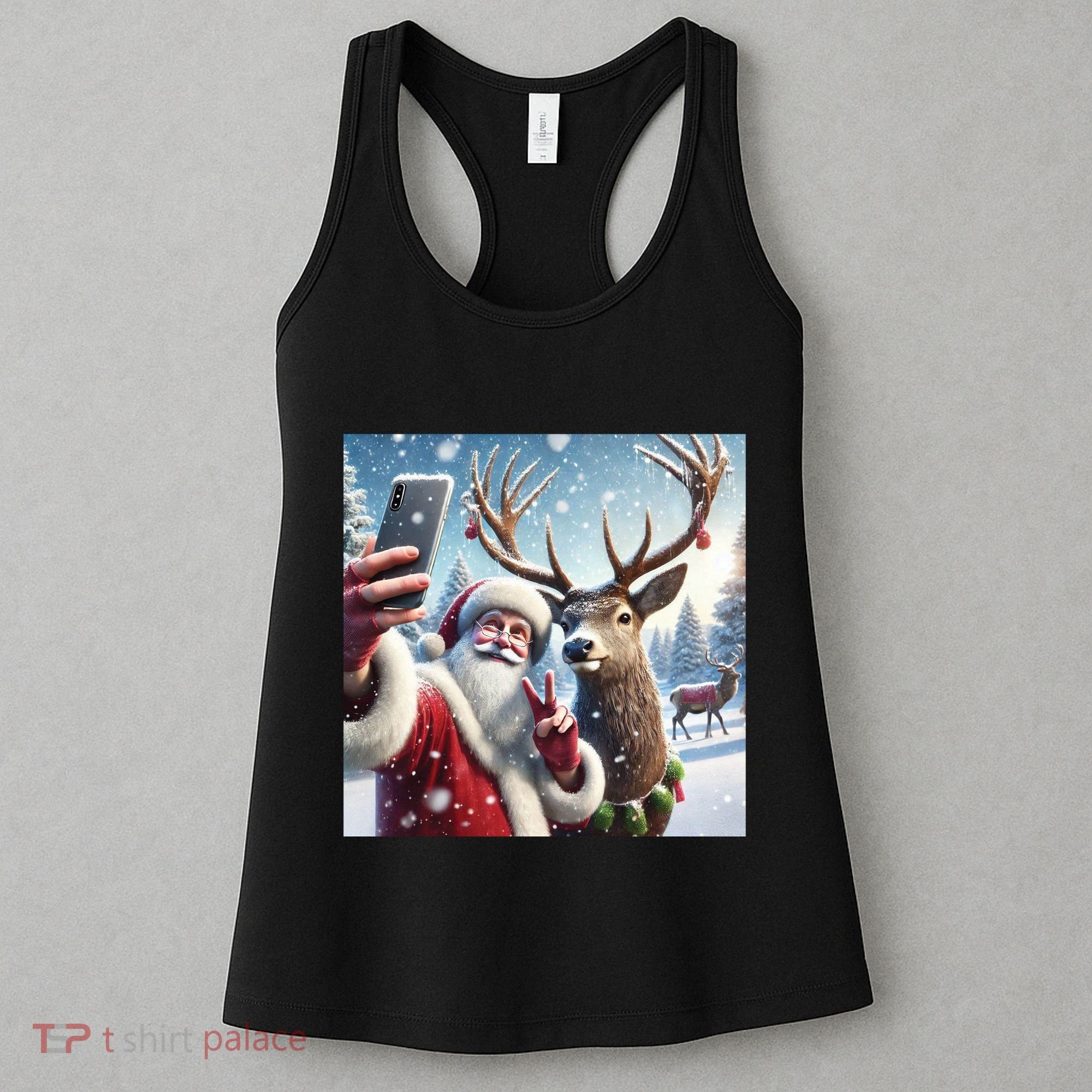 Surprise Rain Deer Selfie Santa Women's Tank Top
