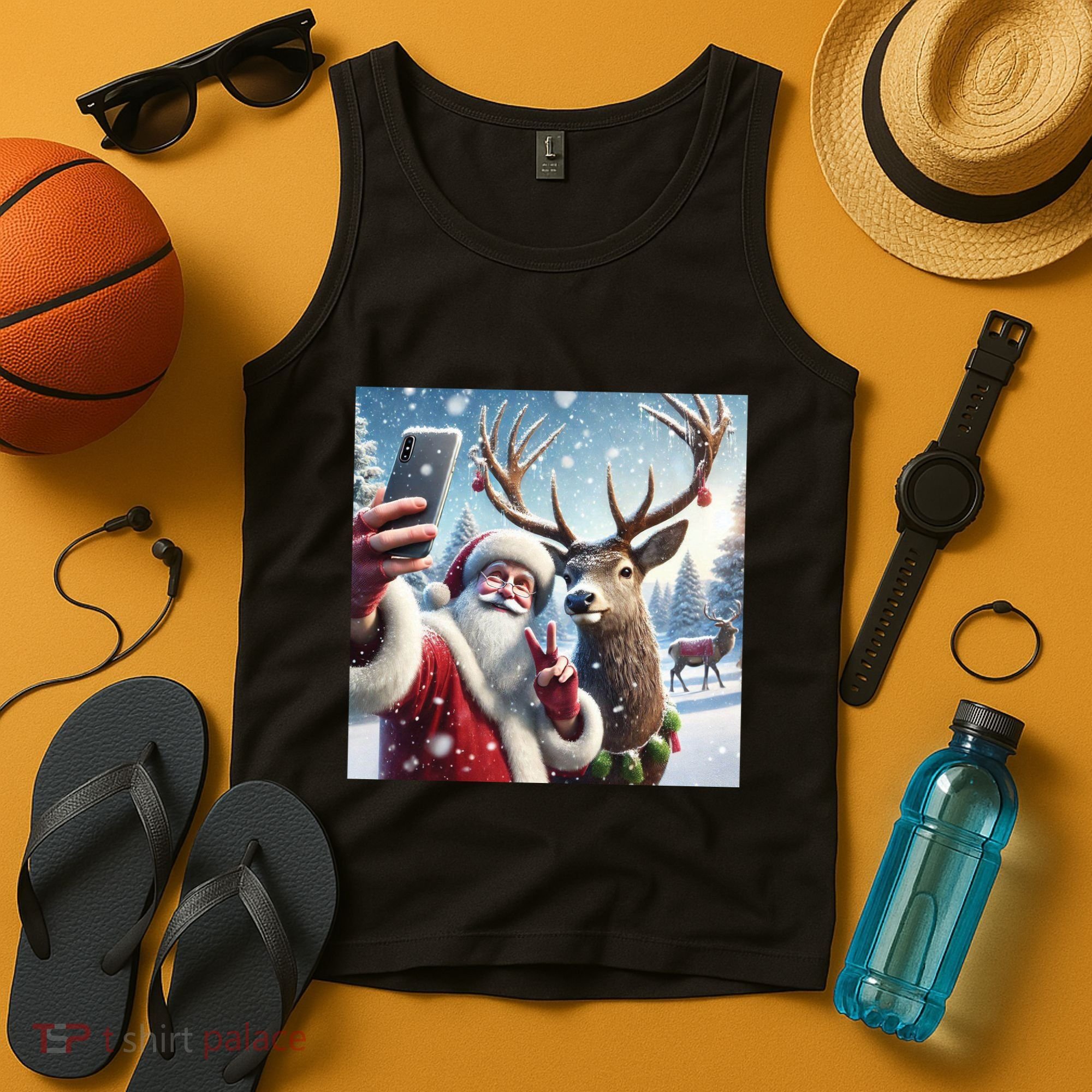 Surprise Rain Deer Selfie Santa Tank Top