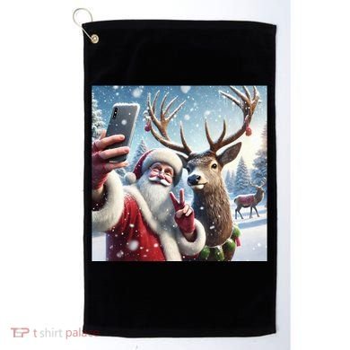 Surprise Rain Deer Selfie Santa Golf Towel