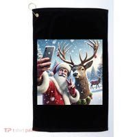 Surprise Rain Deer Selfie Santa Golf Towel thumb 0